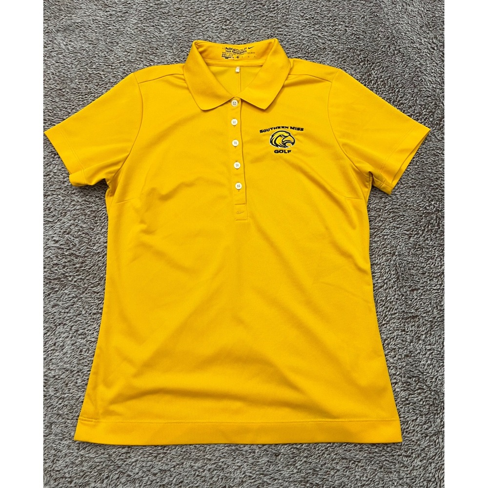 Nike Golf Southern Miss Golden Eagles Polo Shirt Yellow Dri-FIT Womens M 394665